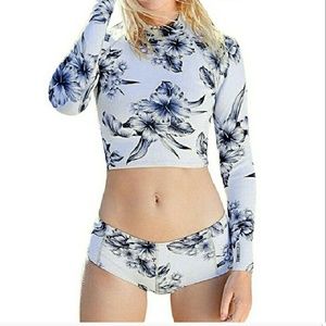 Floral print rash guard suit